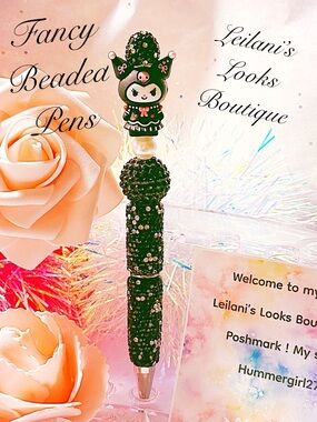 Fancy beaded pen/gifts/kumi/black beads/pearls/cute